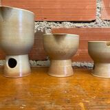 Antique niderviller lauze set pitchers + sugar pot vintage beige stoneware #