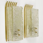 J.T. Kalmar Vienna Pair of Wall Sconces in Brass and Glass, Austria, 1950s
