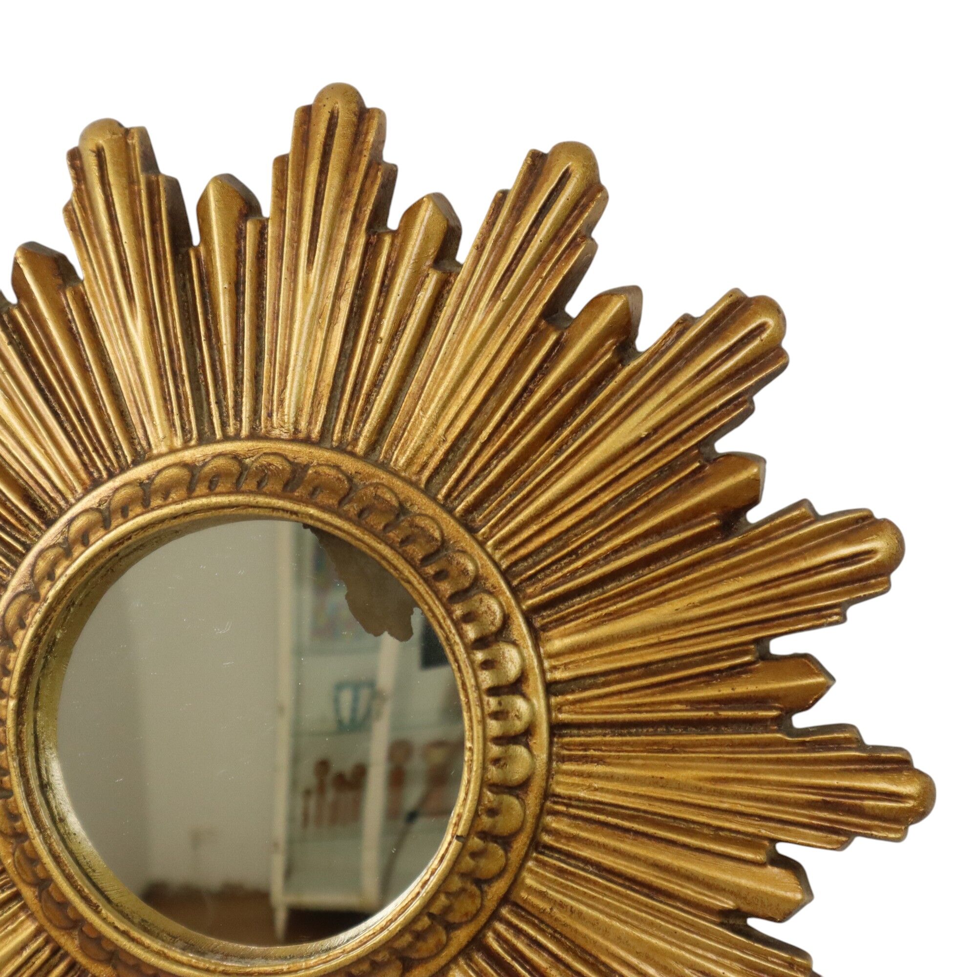 Small Vintage Sun Mirror Sunburst Mirror Resin 25cm