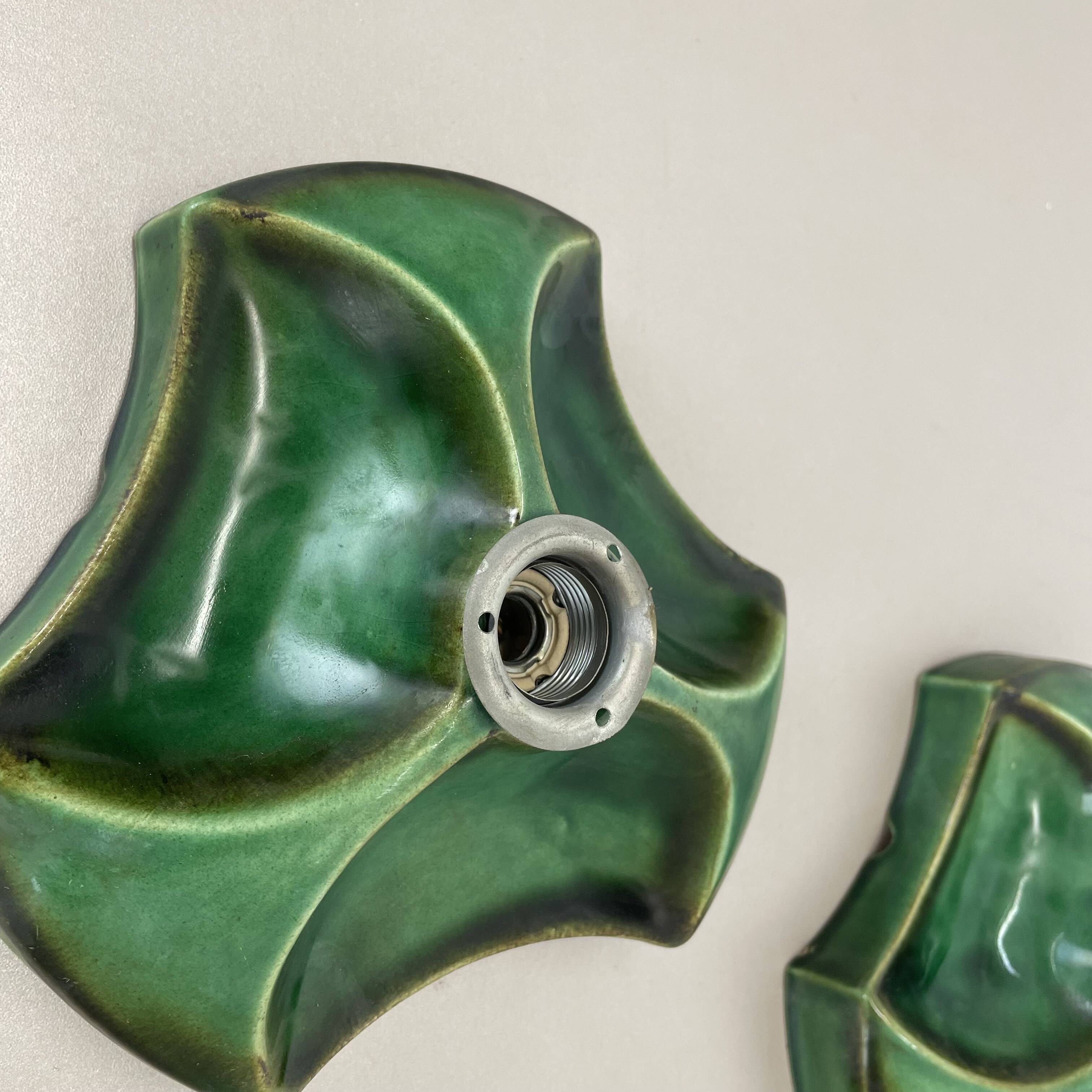 Set of Two Modernist Ceramic Fat Lava Wall Lights by Pan Ceramics, Germany