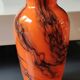 Base florale corolle. En verre d Art soufflé, style Murano Italie. Volutes de fumée noires. Haut 24 cm