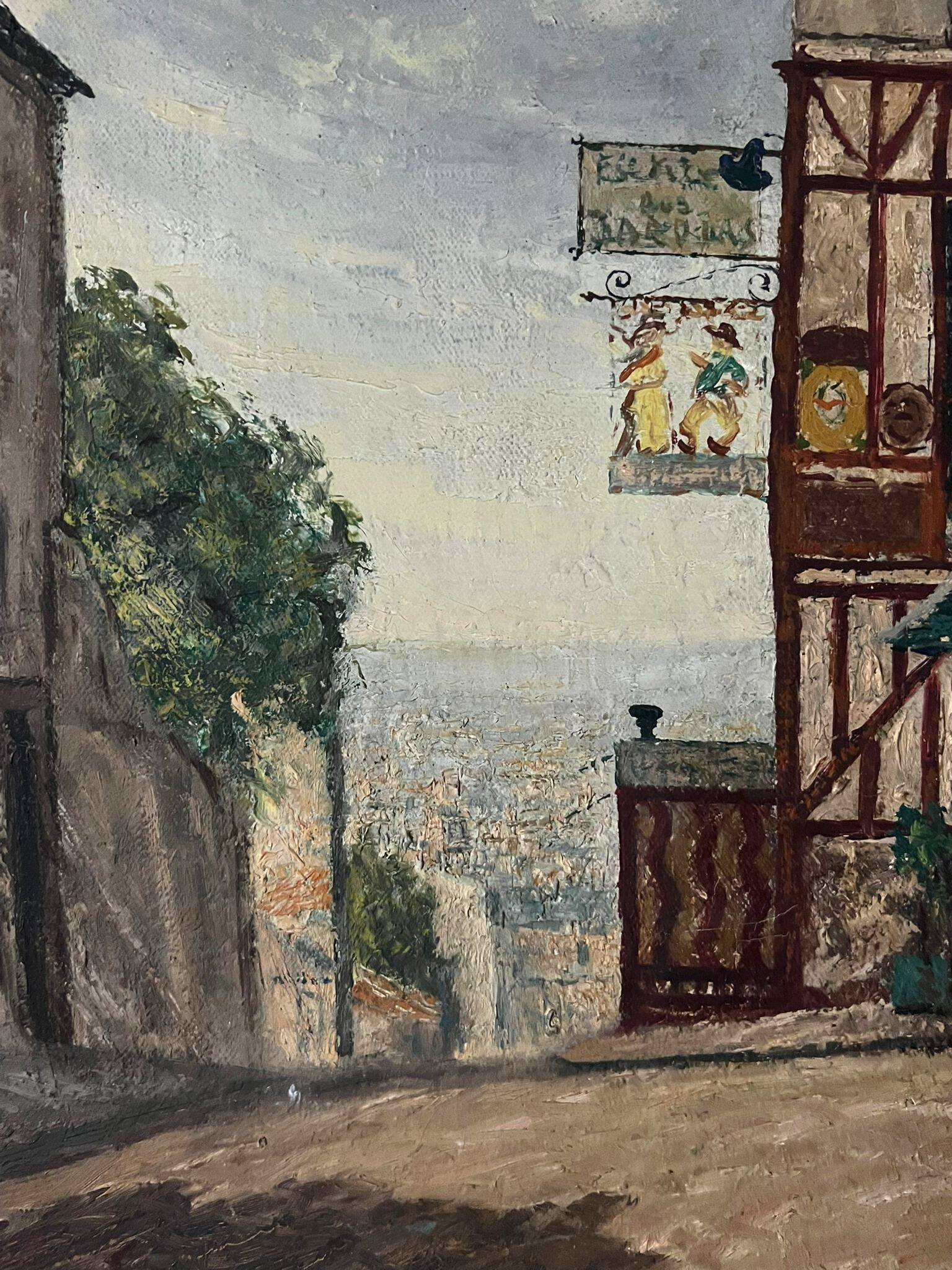 Oil painting on canvas 'Parisian street' CH Chanoy 1953 School of Paris