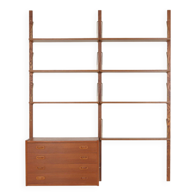 Bibliothèque en teck PS System, design danois, années 1960, fabriquée par Randers Møbe.