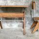 Adjustable Modernists desk and children's chair - Ets. Levant & Godefroy - design 1950