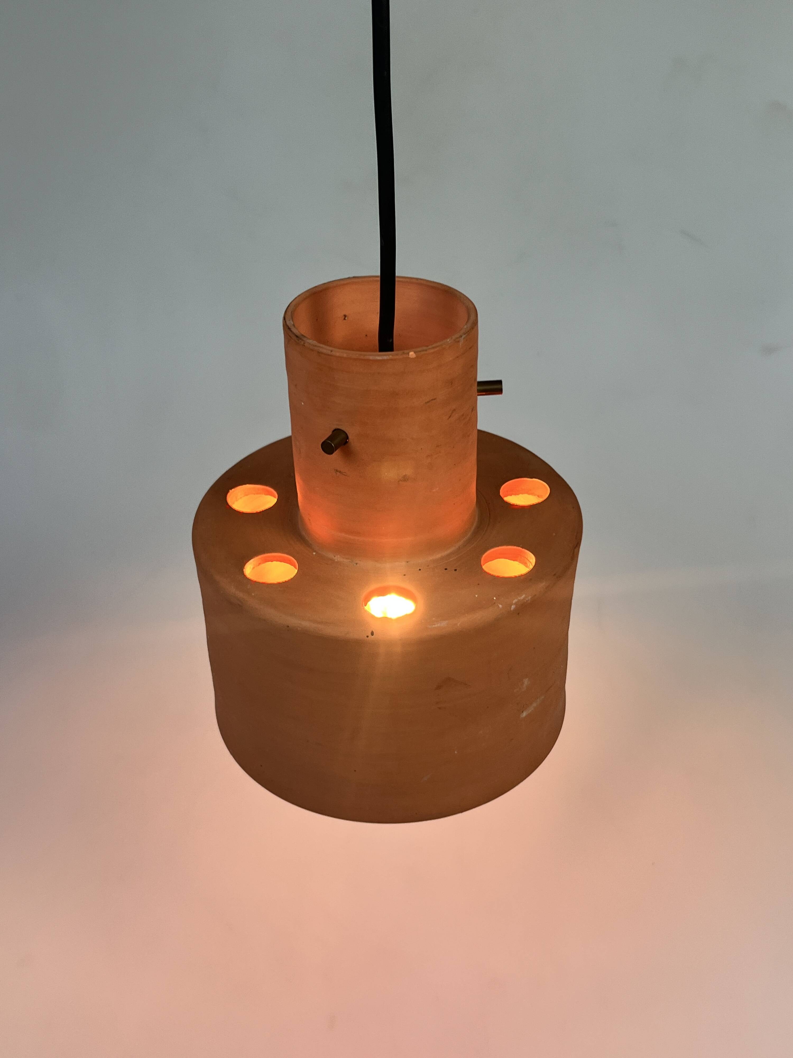 Vintage Hanging Lamp, Artiforte Netherlands, Terracotta, 1950s