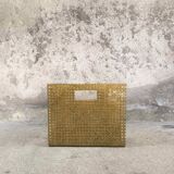 Vintage magazine rack in plexiglass and cane.