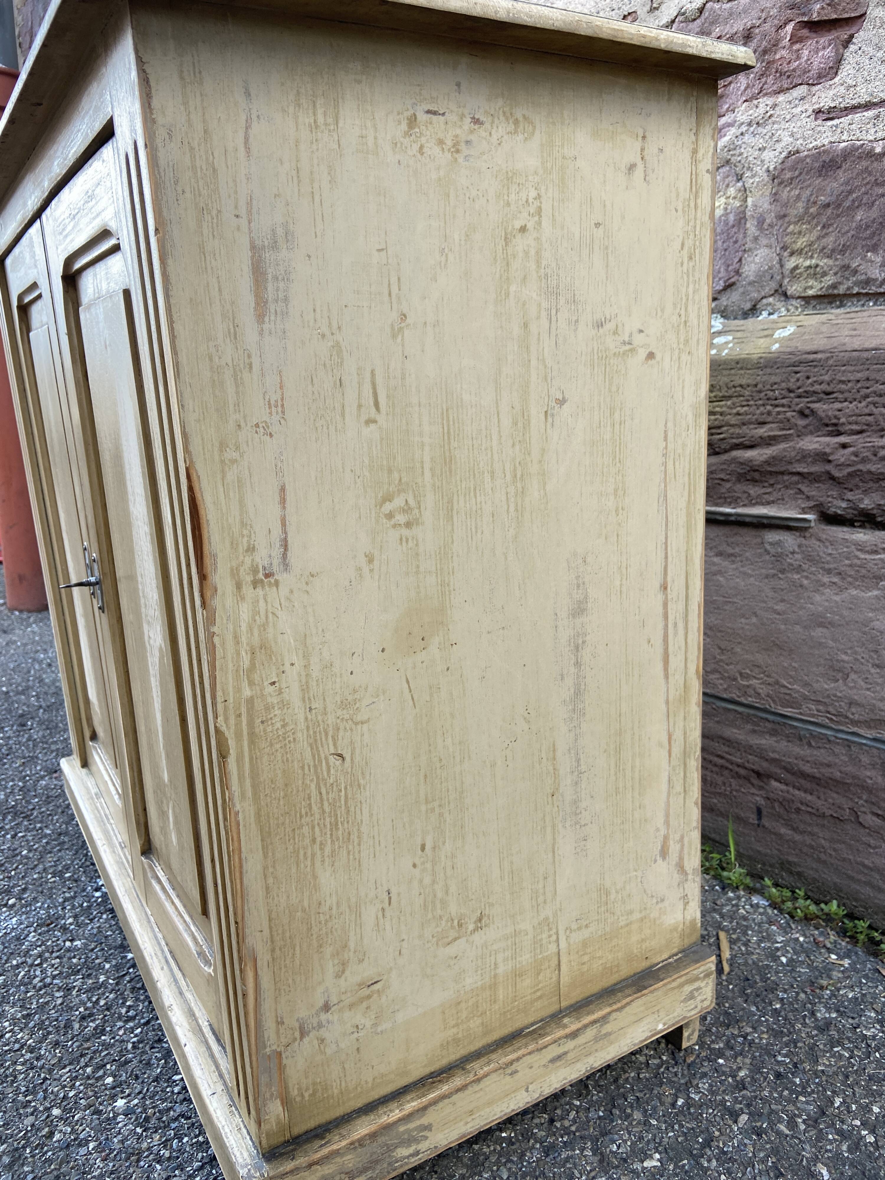 Small rustic alsatian furniture circa 1900 painted fir buffet craft furniture popular art sideboard