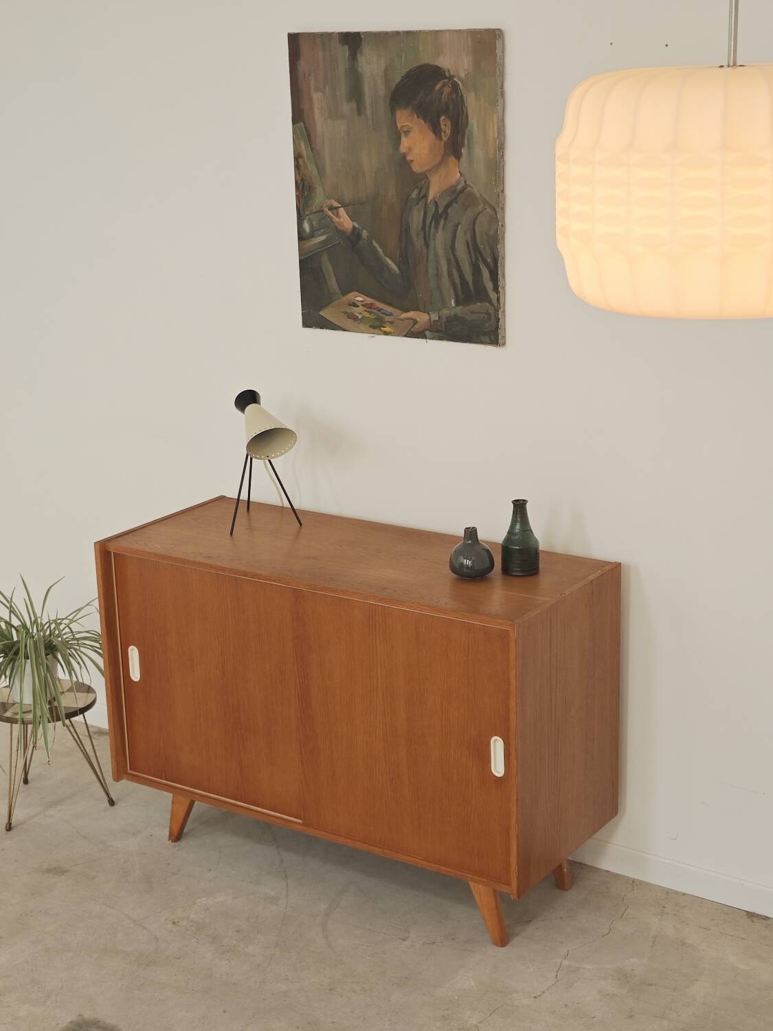 Opaline suspension origami lantern Czechoslovakia 1960