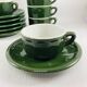 Vintage Bistro Coffee / Espresso / Moka Green Cups and Saucers