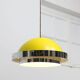 Space-age italian yellow and chrome metal pendant lamp, 1970s