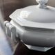 Antique Creil and Montereau earthenware tureen with blue pearl motif
