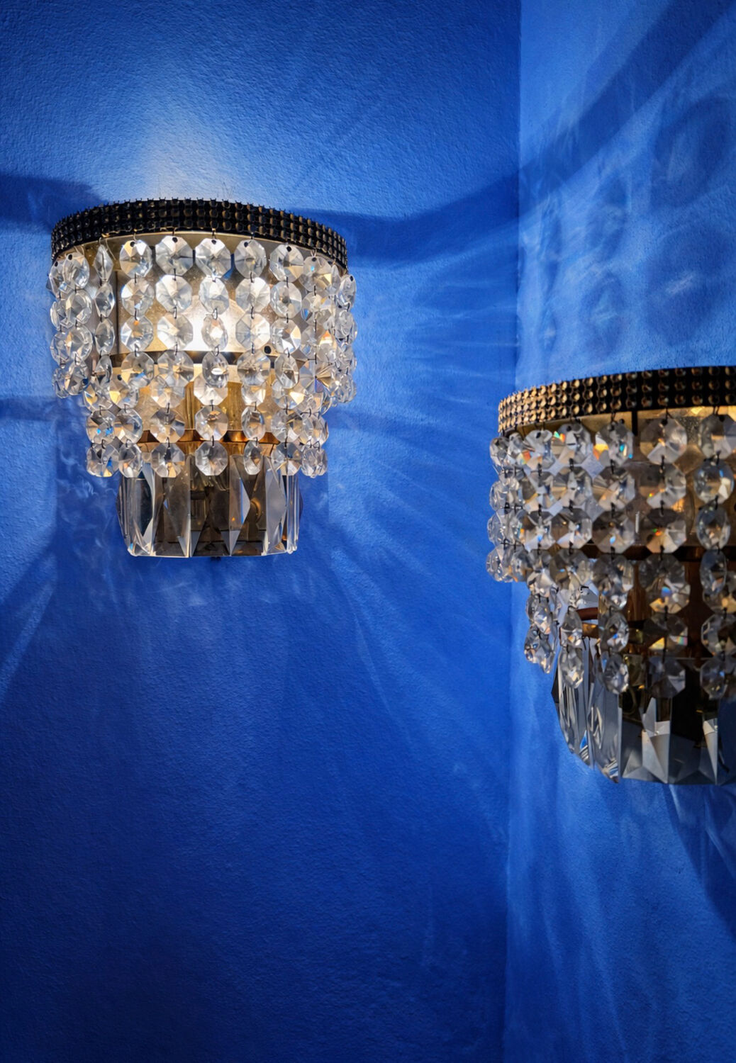 1970s brass pendant wall lights