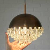 1/4 Vintage glass pendant light / brutalist copper bar lamps  MCM 1970s
