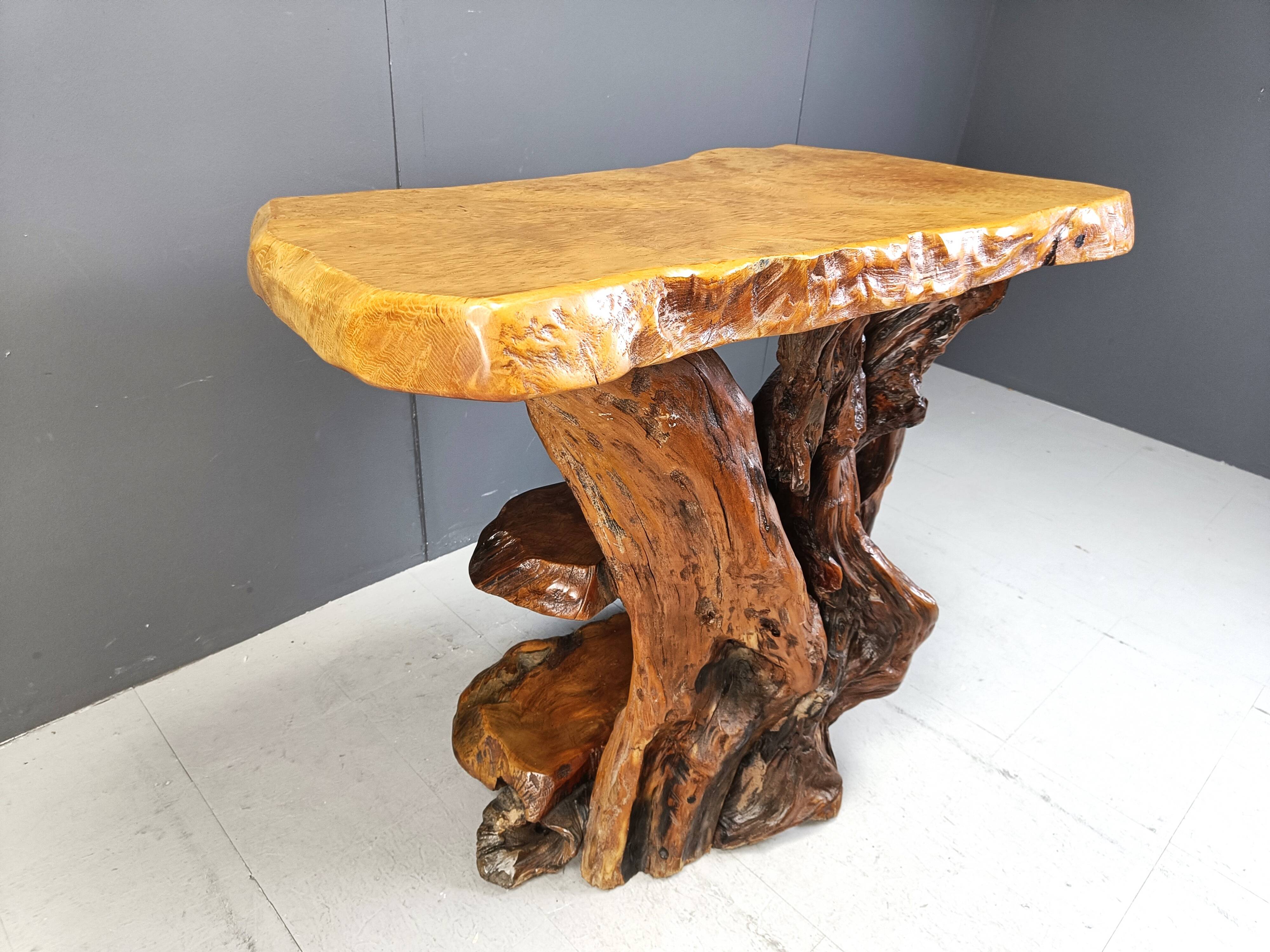 Travail Populaire Burl Root Wood Console, Italy, 1960s