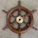Rudder bar wheel boat in wood and brass "Comptoir des Indes" shelf