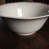 Large Sylvia Digoin Sarreguemines red flower Art Deco salad bowl