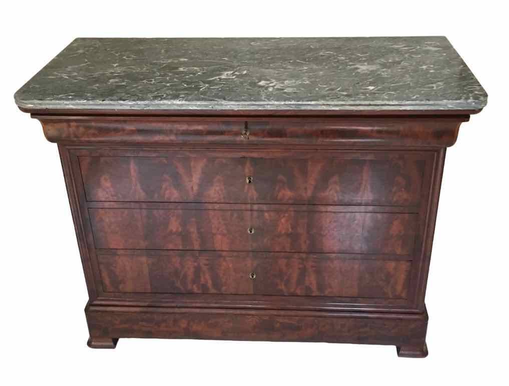 Commode XIXe Louis Philippe marbre sainte anne et noyer