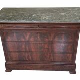 Commode XIXe Louis Philippe marbre sainte anne et noyer