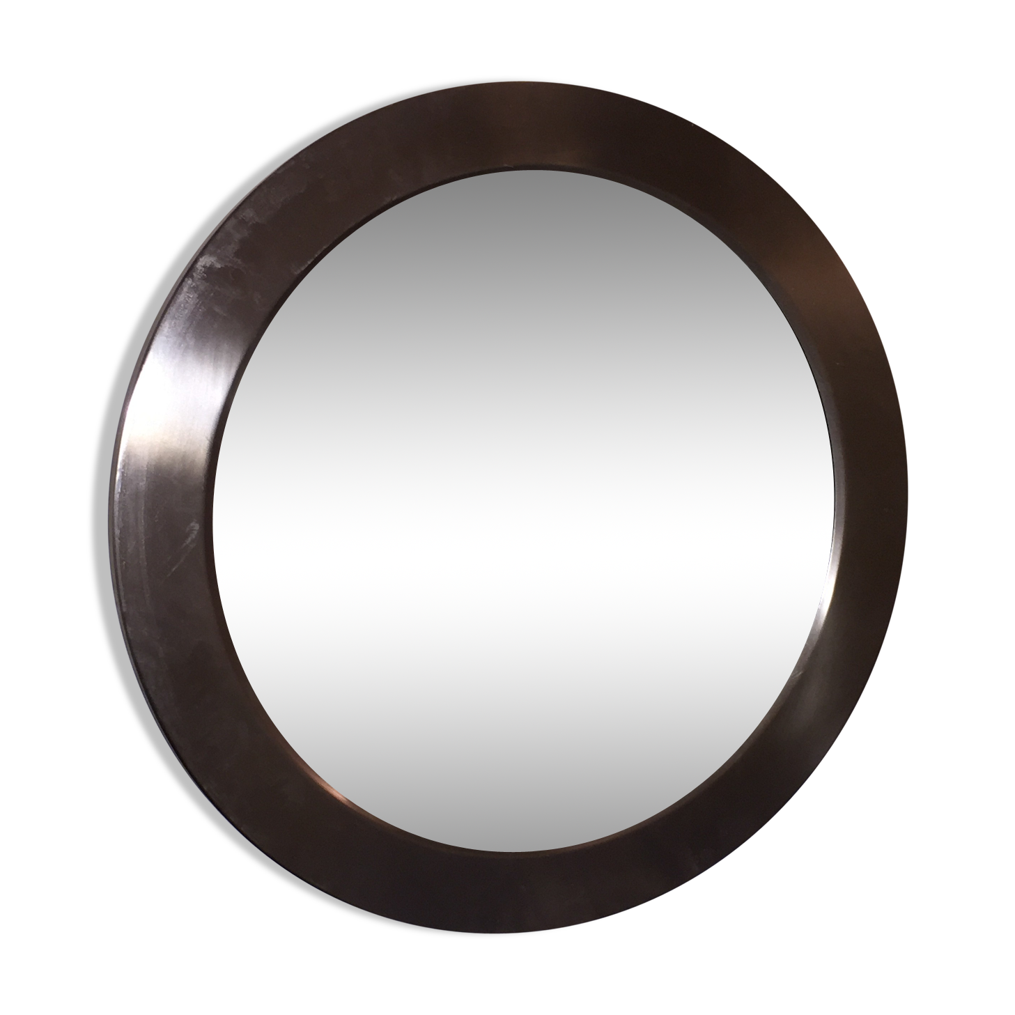 Authentic vintage design 70 brushed steel circular mirror 60cm