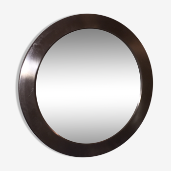 Miroir circulaire vintage design 70 en acier brossé 60cm