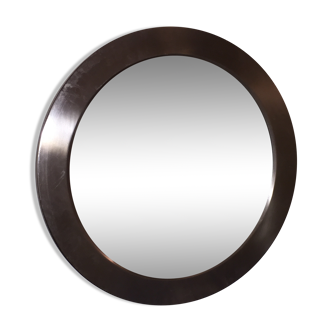 Authentic vintage design 70 brushed steel circular mirror 60cm