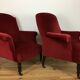 Paire de fauteuils crapaud Napoléon III en velours rouge