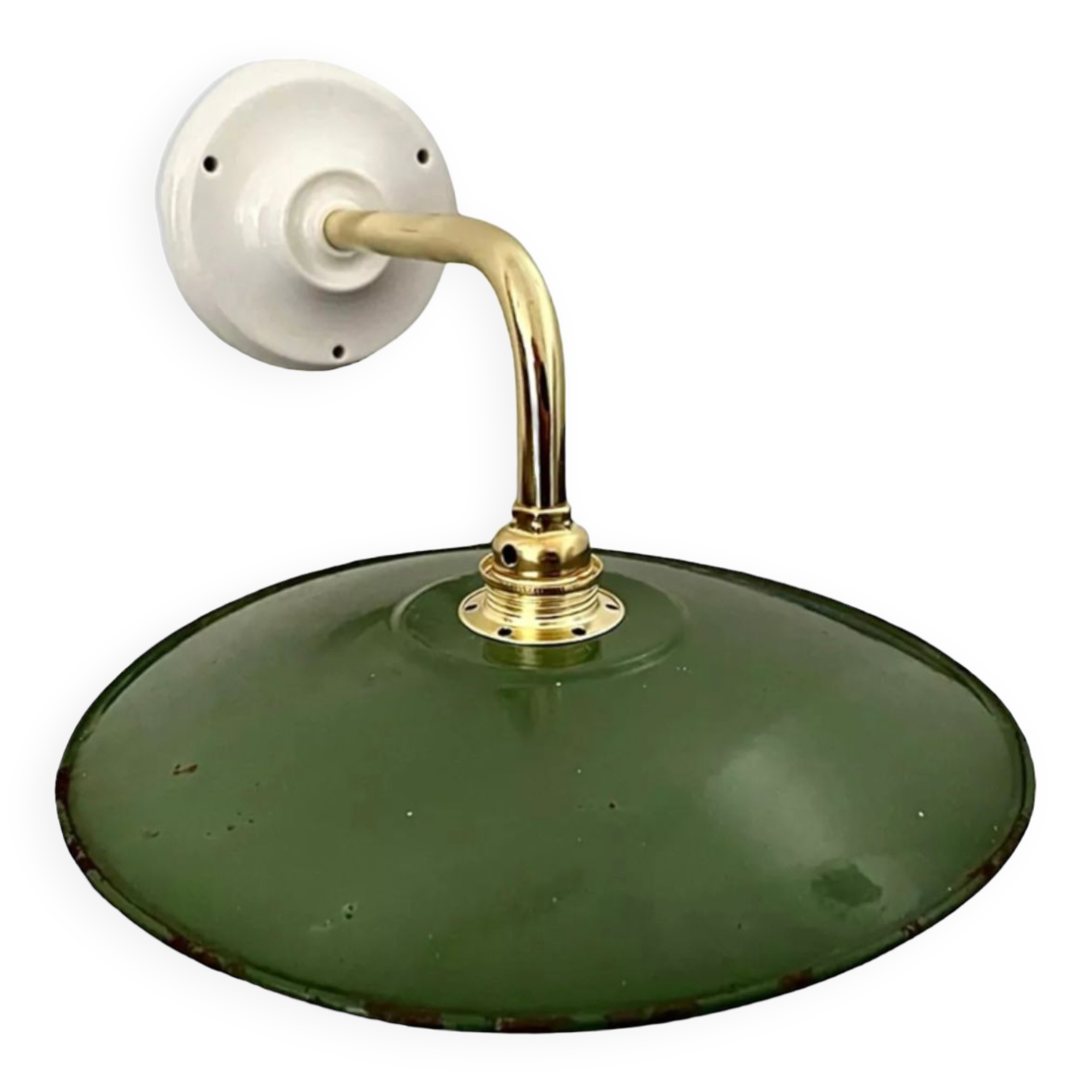 Green enamelled sheet metal wall lamp