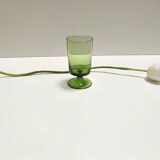 Set of Nine Green Hand-Blown Glass Drinking Glasses, Empoli, Italy