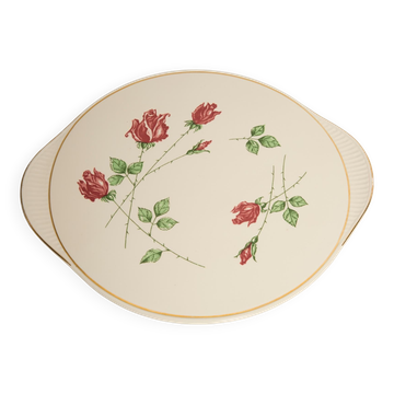Vintage rose decorative plate from the mid-century, Germany, 1970s.