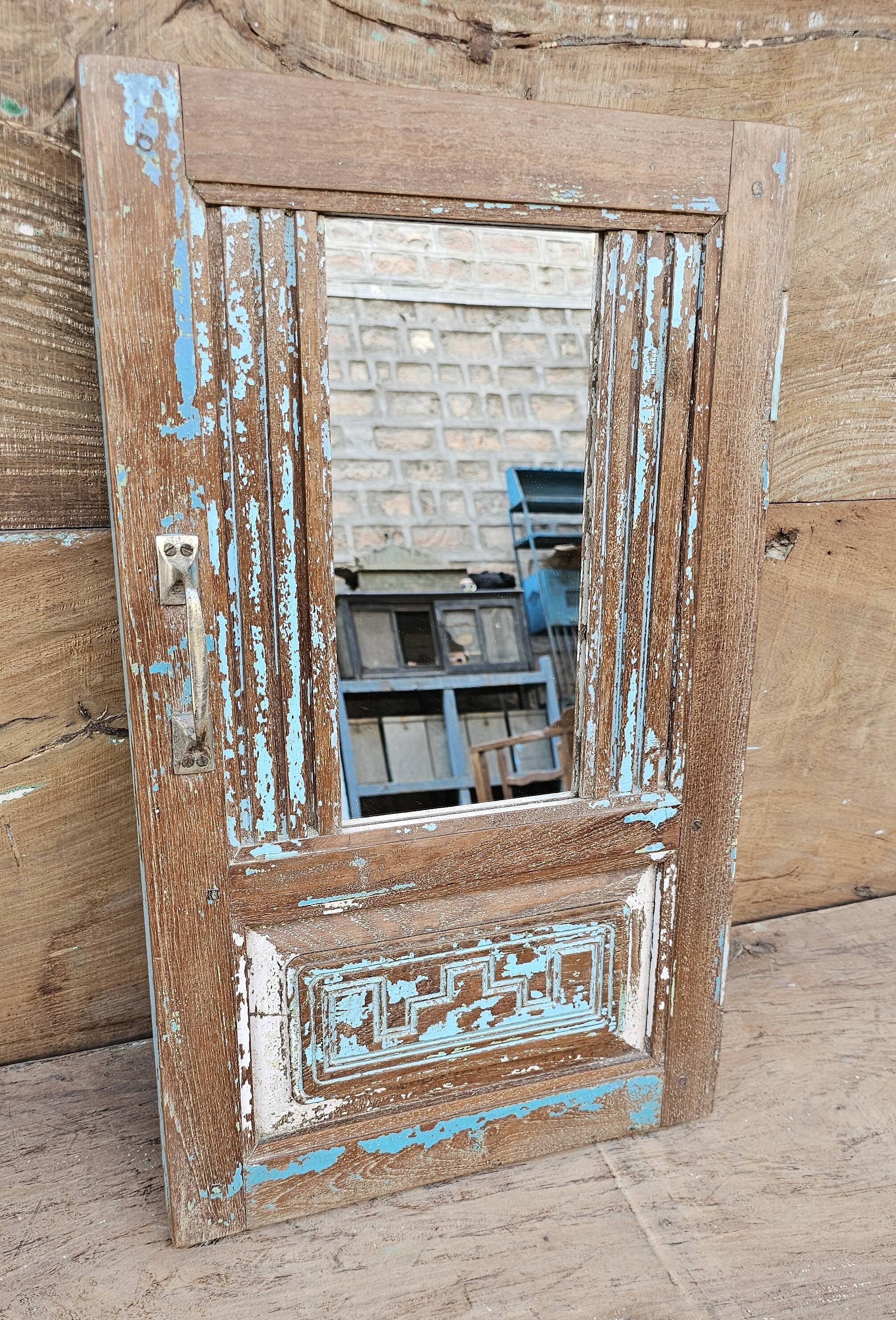 Burmese teak window mirror