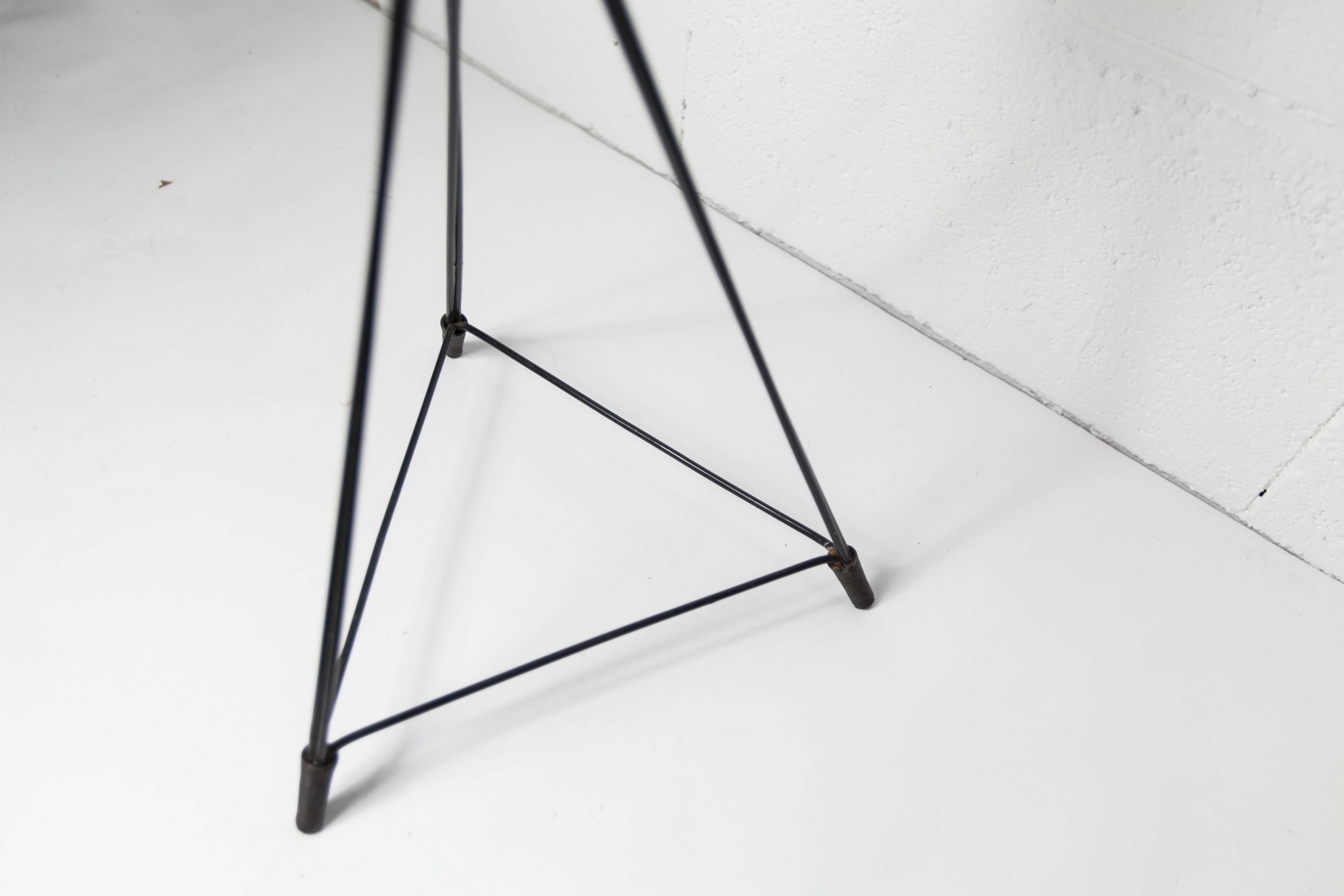 Black colored glass ashtray on foot, 1970