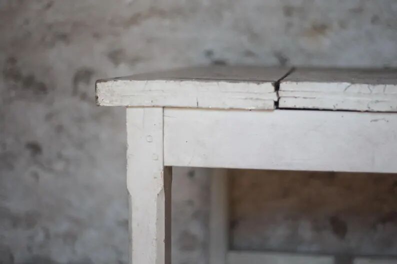Antique wooden table, wheeled side table, kitchen table, interior decoration