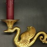 Pair of Empire style swan wall lights from Petitot - bronze & burgundy patina