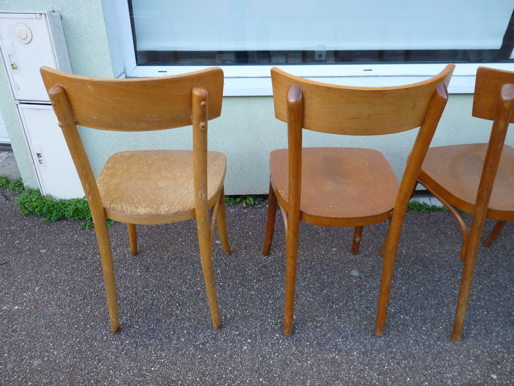 Lot de 6 chaises de bistrot bar en bois
