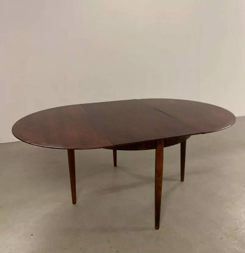 1960s Midcentury round rosewood dining table, Lübke