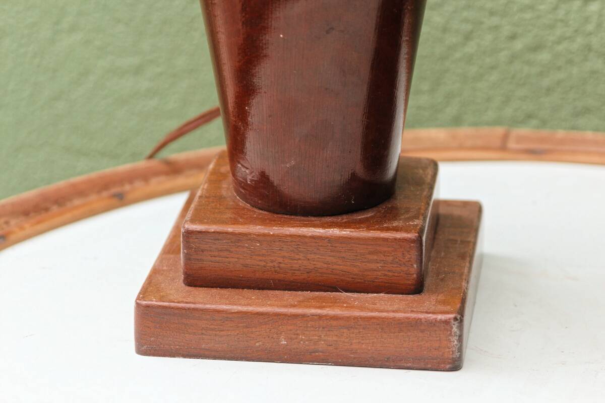 Pair of turned wooden bedside lamps