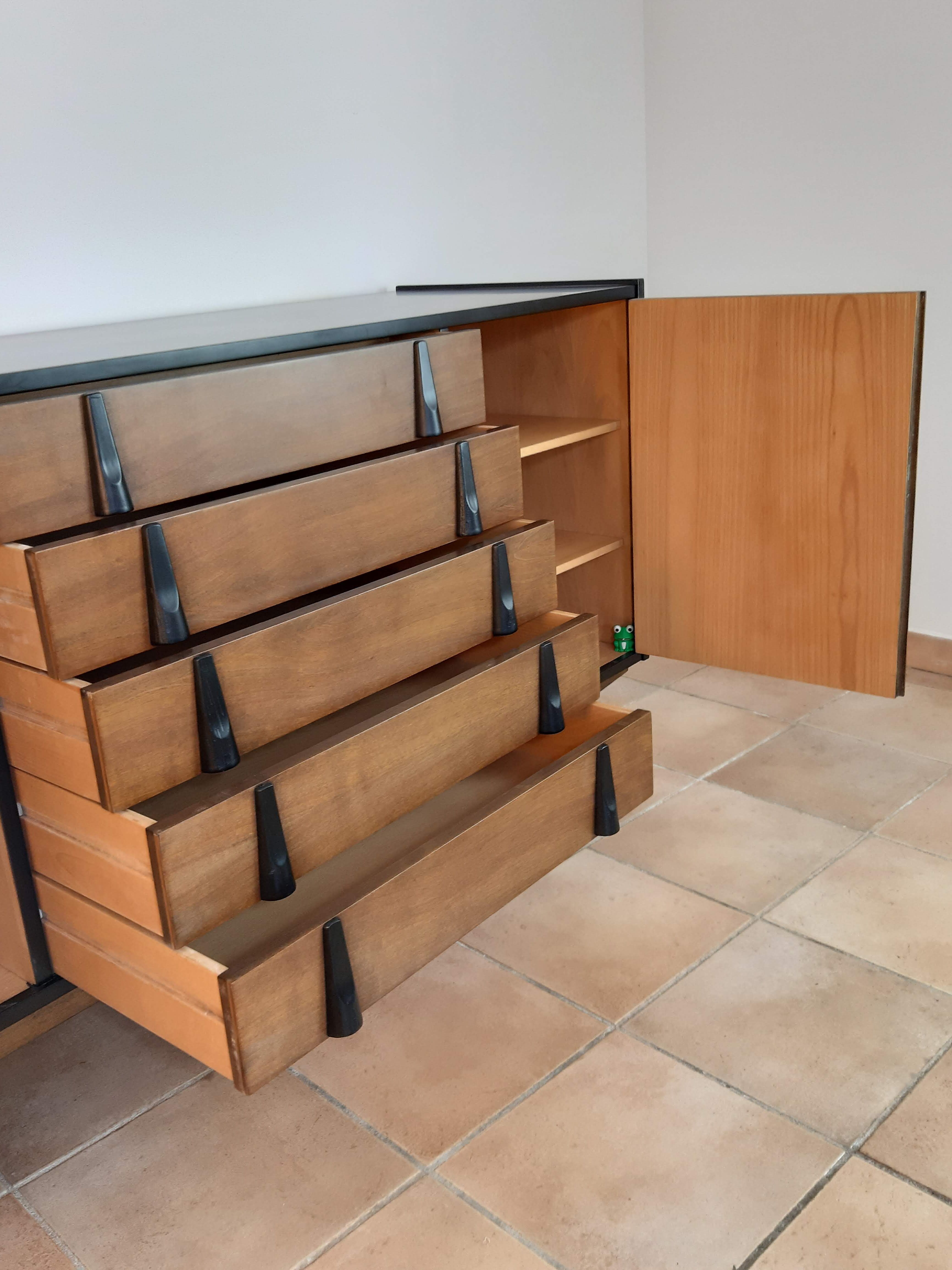 Walnut row renovated by Rajmund Teofil Halas Vintage Polish 1968