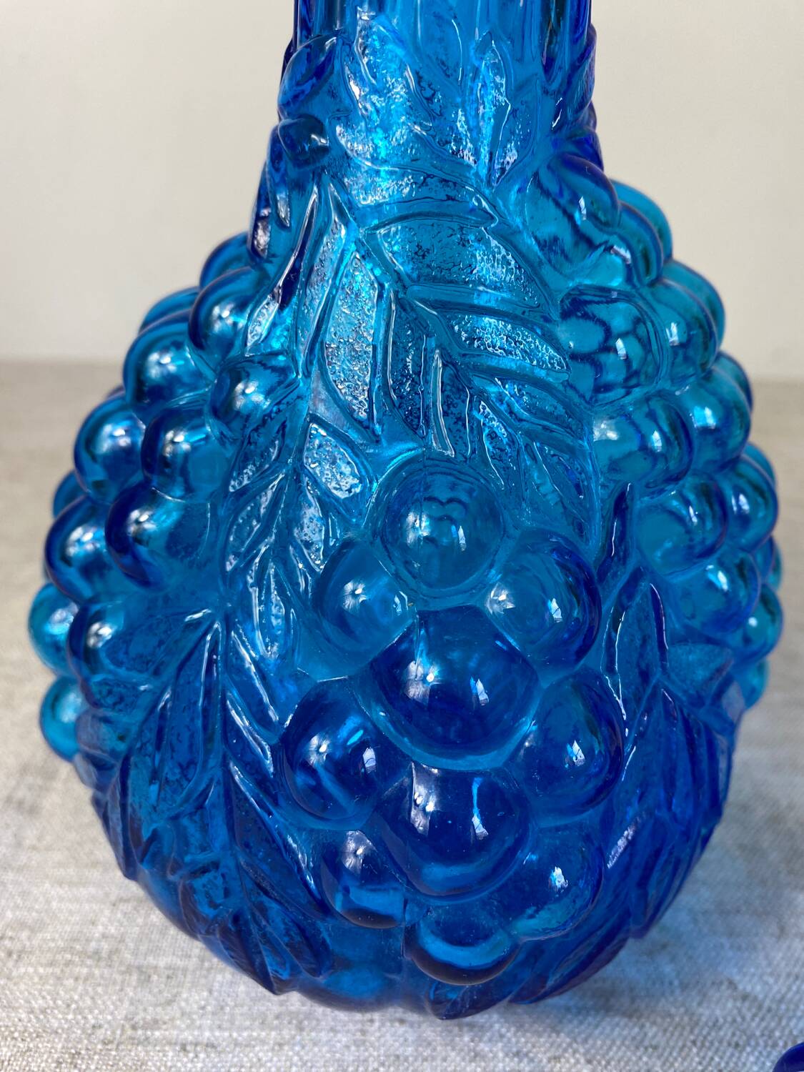 Carafe en verre d’empoli bleu