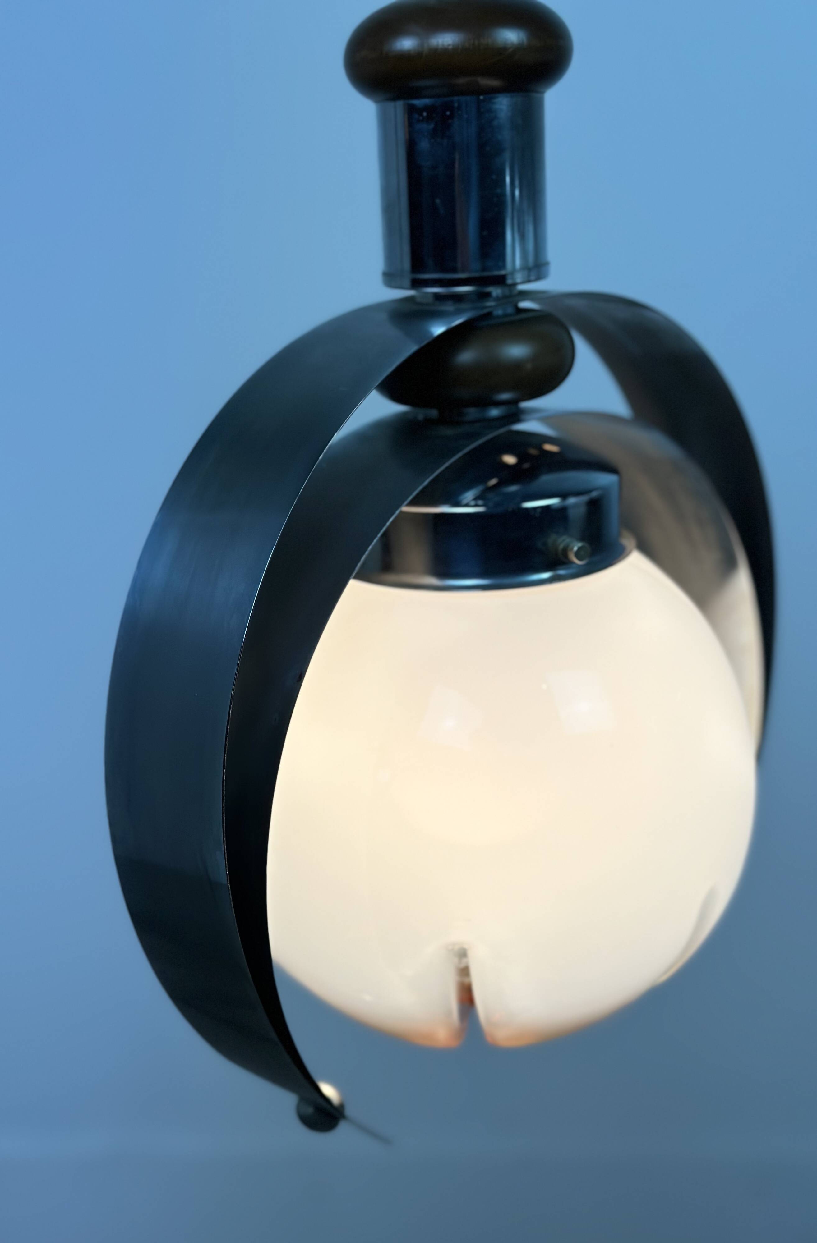 Italian chandelier by MAZZEGA in metal, wood and Murano glass 1970