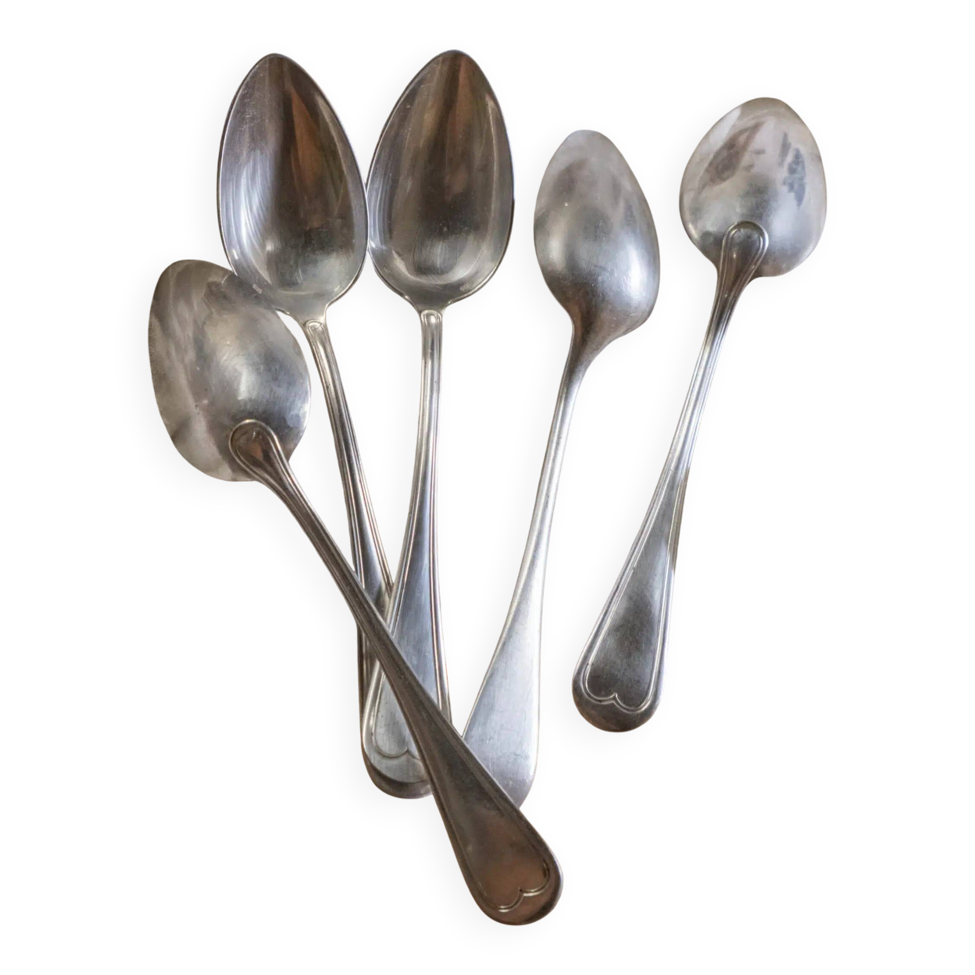 Set of 5 silver soup spoons "Louise"