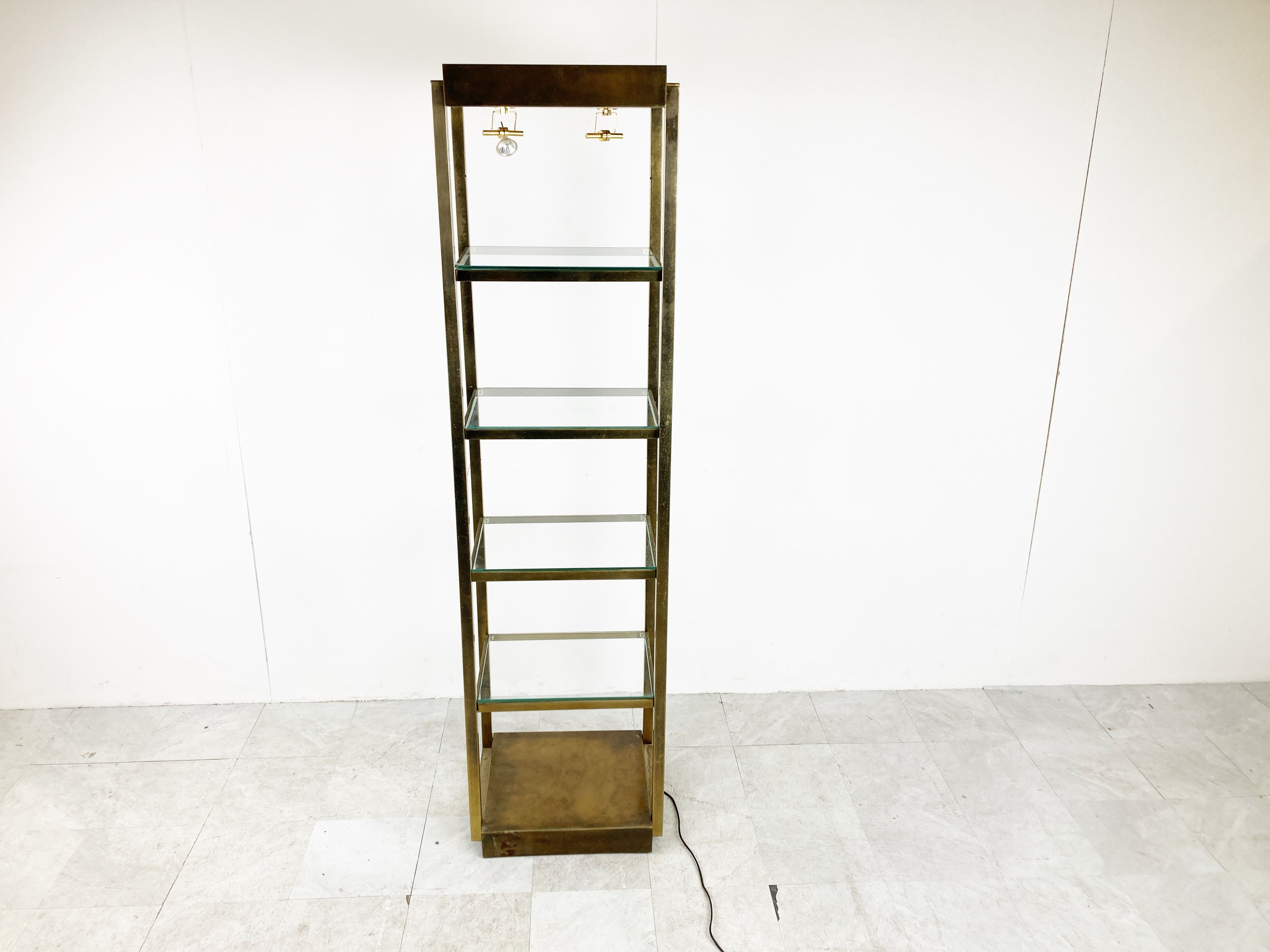 Brass illuminated wall unit by Belgochrom, 1970s