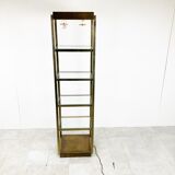 Brass illuminated wall unit by Belgochrom, 1970s