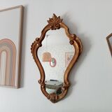 Miroir Italien baroque en résine doré années 60