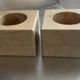 Pair of vintage travertine cube candlesticks from the 70s