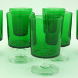 7 bottle green walking glasses - Cavalier Luminarc France 70