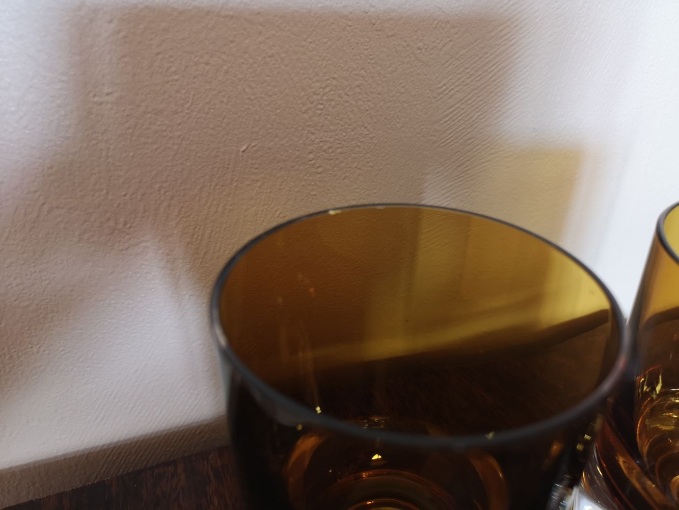 Duo of whisky glasses or cocktail crystal ambré space age 1960s/1970s