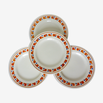 4 assiettes plates en terre de fer des Salins modèle Lucette