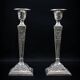 Pair of Neoclassical Victorian Silver Plated Candlesticks