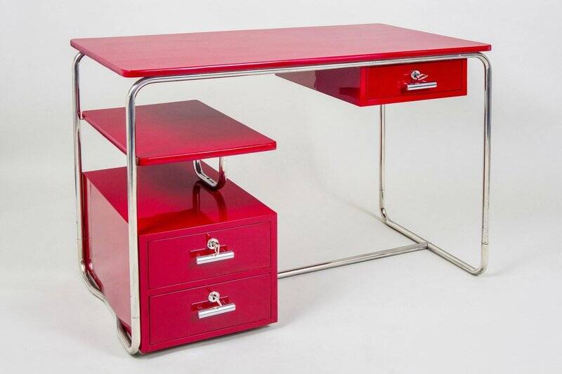 Vintage German Chrome Writing Desk, 1930s