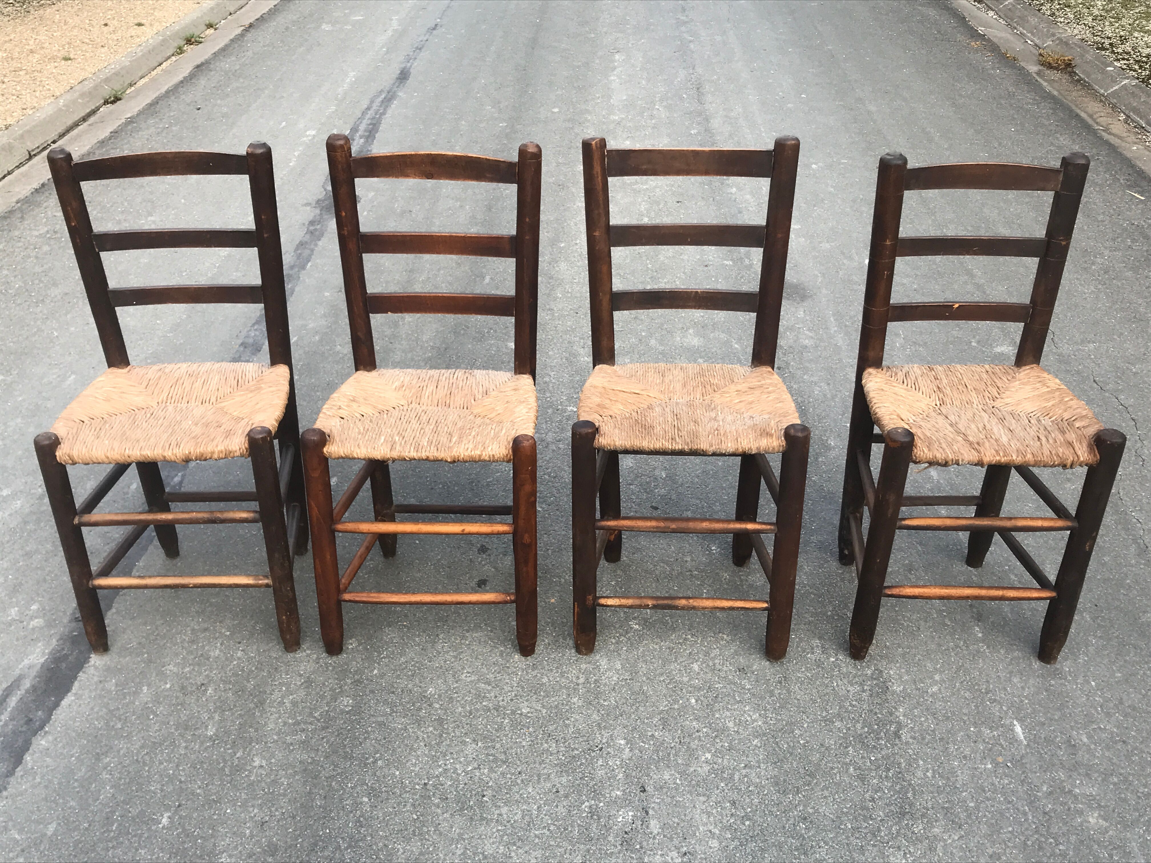 Chaises campagne suisse paille 1950